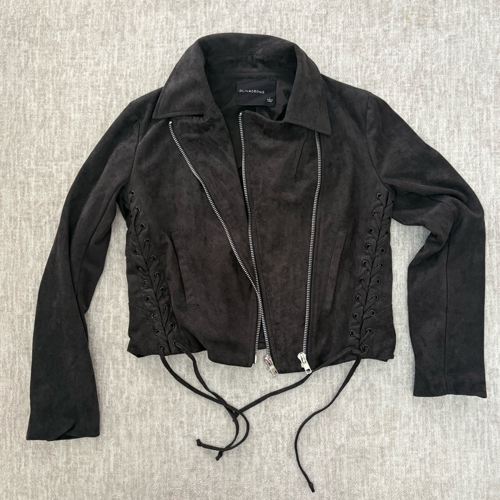 Olivaceous Faux Suede Jacket